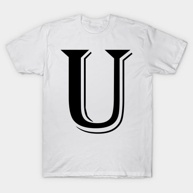 Black letter U in vintage style T-Shirt by Classical